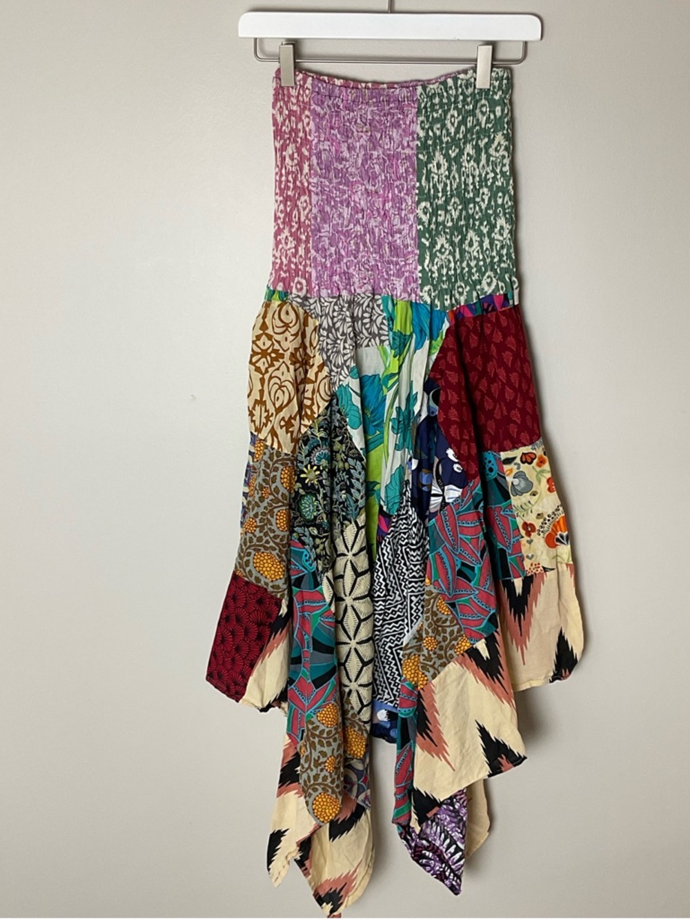 Ashley Taylor Patchwork Cotton Asymmetrical Boho Festival Skirt Tube Top OneSize
